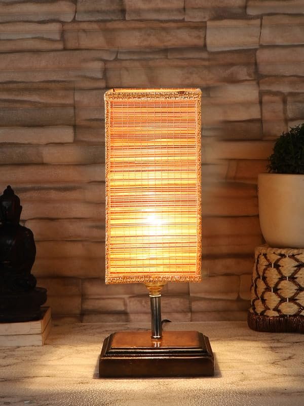 Multicolor Table Lamp | Artistic Mosaic Glass with Sturdy Wood Base | Decorative Ambient Light for Home D�cor | Perfect Blend of Modern & Traditional Style - Model DKK99