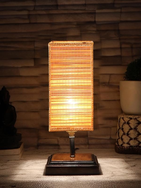 Multicolor Table Lamp | Artistic Mosaic Glass with Sturdy Wood Base | Decorative Ambient Light for Home D�cor | Perfect Blend of Modern & Traditional Style - Model DKK99