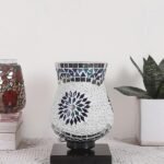 Multicolor Table Lamp | Artistic Mosaic Glass with Sturdy Wood Base | Decorative Ambient Light for Home D�cor | Perfect Blend of Modern & Traditional Style – Model DNM01