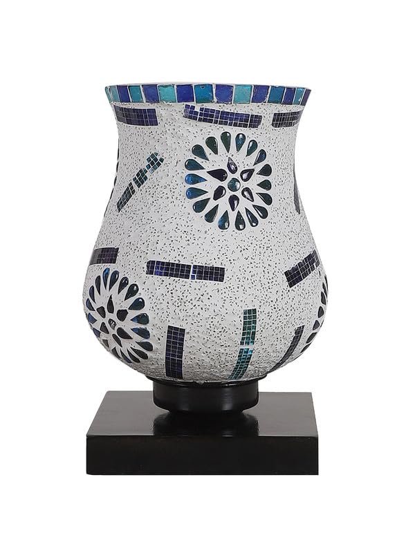 Multicolor Table Lamp | Artistic Mosaic Glass with Sturdy Wood Base | Decorative Ambient Light for Home D�cor | Perfect Blend of Modern & Traditional Style - Model DNM03