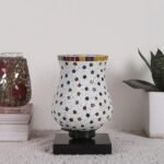 Multicolor Table Lamp | Artistic Mosaic Glass with Sturdy Wood Base | Decorative Ambient Light for Home D�cor | Perfect Blend of Modern & Traditional Style – Model DNM