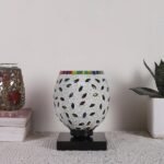 Multicolor Table Lamp | Artistic Mosaic Glass with Sturdy Wood Base | Decorative Ambient Light for Home D�cor | Perfect Blend of Modern & Traditional Style – Model DNM06