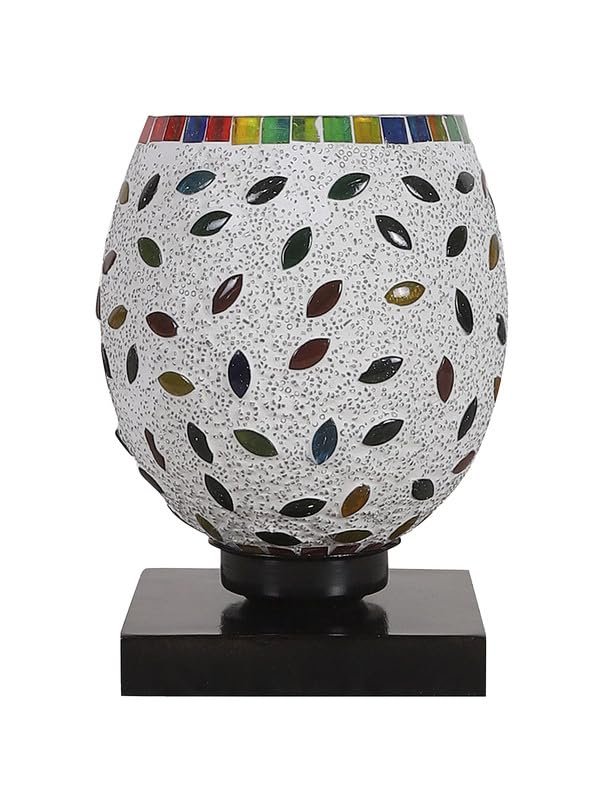 Multicolor Table Lamp | Artistic Mosaic Glass with Sturdy Wood Base | Decorative Ambient Light for Home D�cor | Perfect Blend of Modern & Traditional Style - Model DNM06