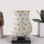 Multicolor Table Lamp | Artistic Mosaic Glass with Sturdy Wood Base | Decorative Ambient Light for Home D�cor | Perfect Blend of Modern & Traditional Style – Model DNM07