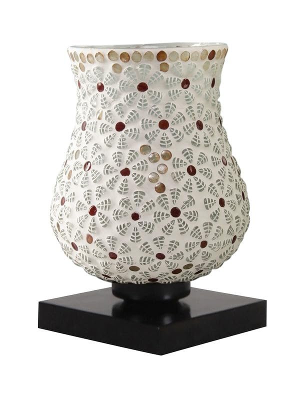Multicolor Table Lamp | Artistic Mosaic Glass with Sturdy Wood Base | Decorative Ambient Light for Home D�cor | Perfect Blend of Modern & Traditional Style - Model DNM07
