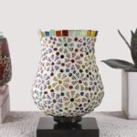 Multicolor Table Lamp | Artistic Mosaic Glass with Sturdy Wood Base | Decorative Ambient Light for Home D�cor | Perfect Blend of Modern & Traditional Style – Model DNM08