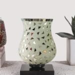 Multicolor Table Lamp | Artistic Mosaic Glass with Sturdy Wood Base | Decorative Ambient Light for Home D�cor | Perfect Blend of Modern & Traditional Style – Model DNM09