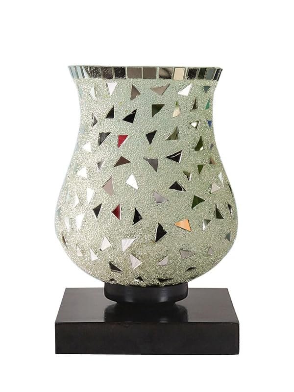 Multicolor Table Lamp | Artistic Mosaic Glass with Sturdy Wood Base | Decorative Ambient Light for Home D�cor | Perfect Blend of Modern & Traditional Style - Model DNM09