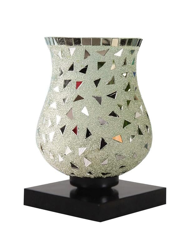 Multicolor Table Lamp | Artistic Mosaic Glass with Sturdy Wood Base | Decorative Ambient Light for Home D�cor | Perfect Blend of Modern & Traditional Style - Model DNM09