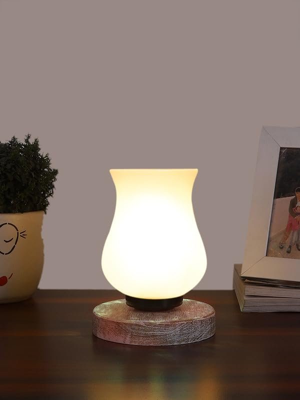 Multicolor Table Lamp | Artistic Mosaic Glass with Sturdy Wood Base | Decorative Ambient Light for Home D�cor | Perfect Blend of Modern & Traditional Style - Model DNM1