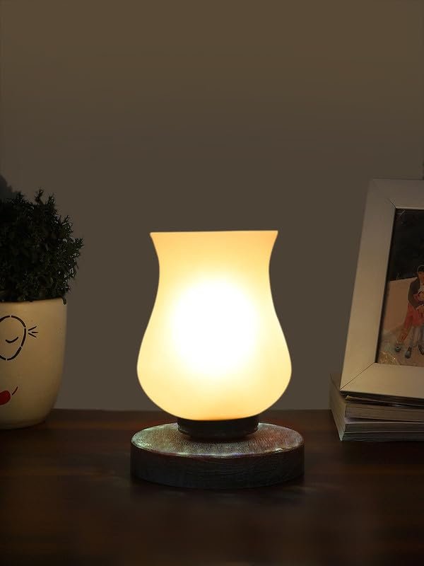 Multicolor Table Lamp | Artistic Mosaic Glass with Sturdy Wood Base | Decorative Ambient Light for Home D�cor | Perfect Blend of Modern & Traditional Style - Model DNM1