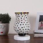 Multicolor Table Lamp | Artistic Mosaic Glass with Sturdy Wood Base | Decorative Ambient Light for Home D�cor | Perfect Blend of Modern & Traditional Style – Model DNM107