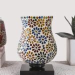 Multicolor Table Lamp | Artistic Mosaic Glass with Sturdy Wood Base | Decorative Ambient Light for Home D�cor | Perfect Blend of Modern & Traditional Style – Model DNM10
