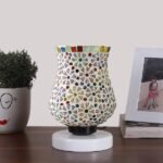 Multicolor Table Lamp | Artistic Mosaic Glass with Sturdy Wood Base | Decorative Ambient Light for Home D�cor | Perfect Blend of Modern & Traditional Style – Model DNM112