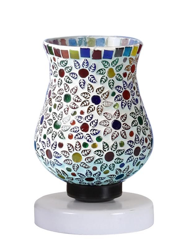 Multicolor Table Lamp | Artistic Mosaic Glass with Sturdy Wood Base | Decorative Ambient Light for Home D�cor | Perfect Blend of Modern & Traditional Style - Model DNM123