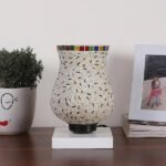 Multicolor Table Lamp | Artistic Mosaic Glass with Sturdy Wood Base | Decorative Ambient Light for Home D�cor | Perfect Blend of Modern & Traditional Style – Model DNM128