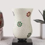 Multicolor Table Lamp | Artistic Mosaic Glass with Sturdy Wood Base | Decorative Ambient Light for Home D�cor | Perfect Blend of Modern & Traditional Style – Model DNM12