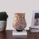 Multicolor Table Lamp | Artistic Mosaic Glass with Sturdy Wood Base | Decorative Ambient Light for Home D�cor | Perfect Blend of Modern & Traditional Style – Model DNM139