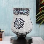 Multicolor Table Lamp | Artistic Mosaic Glass with Sturdy Wood Base | Decorative Ambient Light for Home D�cor | Perfect Blend of Modern & Traditional Style – Model DNM147