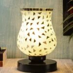 Multicolor Table Lamp | Artistic Mosaic Glass with Sturdy Wood Base | Decorative Ambient Light for Home D�cor | Perfect Blend of Modern & Traditional Style – Model DNM150