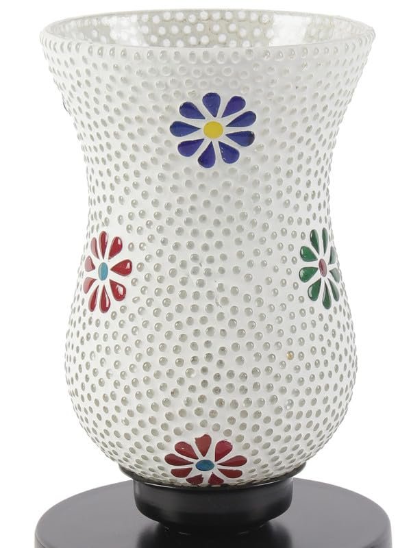 Multicolor Table Lamp | Artistic Mosaic Glass with Sturdy Wood Base | Decorative Ambient Light for Home D�cor | Perfect Blend of Modern & Traditional Style - Model DNM154