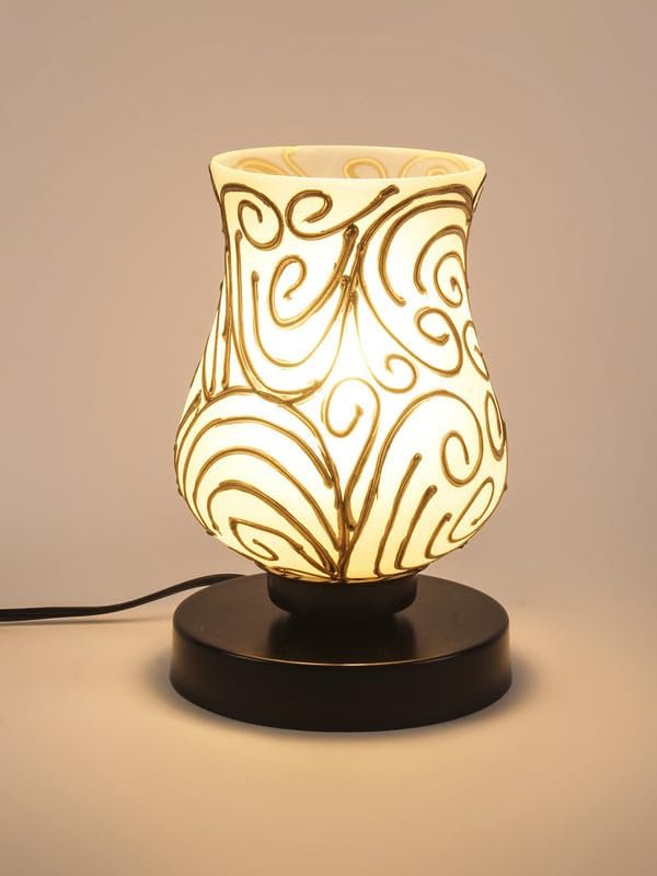 Multicolor Table Lamp | Artistic Mosaic Glass with Sturdy Wood Base | Decorative Ambient Light for Home D�cor | Perfect Blend of Modern & Traditional Style - Model DNM157