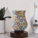 Multicolor Table Lamp | Artistic Mosaic Glass with Sturdy Wood Base | Decorative Ambient Light for Home D�cor | Perfect Blend of Modern & Traditional Style – Model DNM169