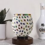 Multicolor Table Lamp | Artistic Mosaic Glass with Sturdy Wood Base | Decorative Ambient Light for Home D�cor | Perfect Blend of Modern & Traditional Style – Model DNM171