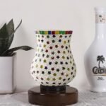 Multicolor Table Lamp | Artistic Mosaic Glass with Sturdy Wood Base | Decorative Ambient Light for Home D�cor | Perfect Blend of Modern & Traditional Style – Model DNM179
