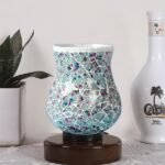 Multicolor Table Lamp | Artistic Mosaic Glass with Sturdy Wood Base | Decorative Ambient Light for Home D�cor | Perfect Blend of Modern & Traditional Style – Model DNM181
