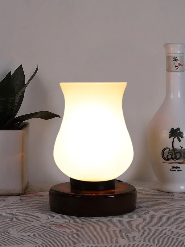 Multicolor Table Lamp | Artistic Mosaic Glass with Sturdy Wood Base | Decorative Ambient Light for Home D�cor | Perfect Blend of Modern & Traditional Style - Model DNM182