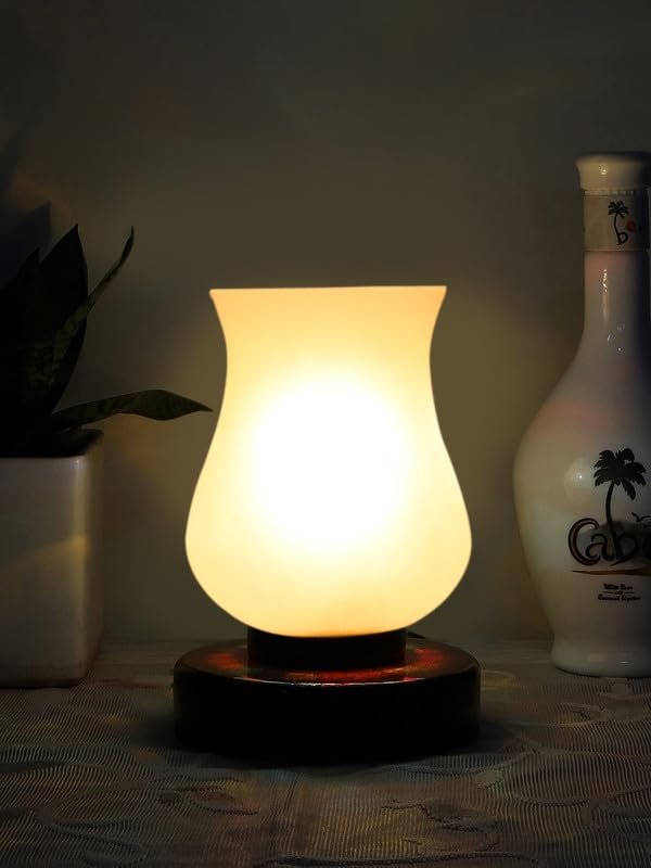 Multicolor Table Lamp | Artistic Mosaic Glass with Sturdy Wood Base | Decorative Ambient Light for Home D�cor | Perfect Blend of Modern & Traditional Style - Model DNM182