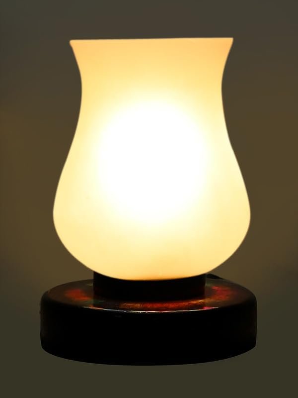 Multicolor Table Lamp | Artistic Mosaic Glass with Sturdy Wood Base | Decorative Ambient Light for Home D�cor | Perfect Blend of Modern & Traditional Style - Model DNM182