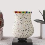 Multicolor Table Lamp | Artistic Mosaic Glass with Sturdy Wood Base | Decorative Ambient Light for Home D�cor | Perfect Blend of Modern & Traditional Style – Model DNM18