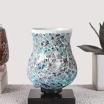 Multicolor Table Lamp | Artistic Mosaic Glass with Sturdy Wood Base | Decorative Ambient Light for Home D�cor | Perfect Blend of Modern & Traditional Style – Model DNM20
