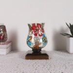 Multicolor Table Lamp | Artistic Mosaic Glass with Sturdy Wood Base | Decorative Ambient Light for Home D�cor | Perfect Blend of Modern & Traditional Style – Model DNM23