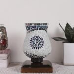 Multicolor Table Lamp | Artistic Mosaic Glass with Sturdy Wood Base | Decorative Ambient Light for Home D�cor | Perfect Blend of Modern & Traditional Style – Model DNM27