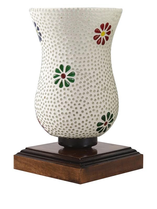 Multicolor Table Lamp | Artistic Mosaic Glass with Sturdy Wood Base | Decorative Ambient Light for Home D�cor | Perfect Blend of Modern & Traditional Style - Model DNM34