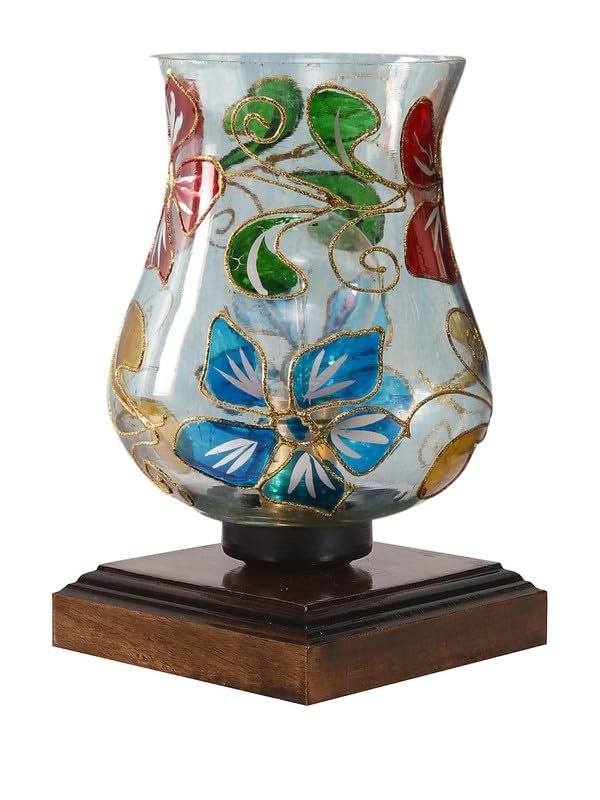 Multicolor Table Lamp | Artistic Mosaic Glass with Sturdy Wood Base | Decorative Ambient Light for Home D�cor | Perfect Blend of Modern & Traditional Style - Model DNM36