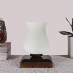 Multicolor Table Lamp | Artistic Mosaic Glass with Sturdy Wood Base | Decorative Ambient Light for Home D�cor | Perfect Blend of Modern & Traditional Style – Model DNM42
