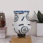 Multicolor Table Lamp | Artistic Mosaic Glass with Sturdy Wood Base | Decorative Ambient Light for Home D�cor | Perfect Blend of Modern & Traditional Style – Model DNM44