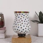 Multicolor Table Lamp | Artistic Mosaic Glass with Sturdy Wood Base | Decorative Ambient Light for Home D�cor | Perfect Blend of Modern & Traditional Style – Model DNM47