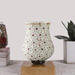 Multicolor Table Lamp | Artistic Mosaic Glass with Sturdy Wood Base | Decorative Ambient Light for Home D�cor | Perfect Blend of Modern & Traditional Style – Model DNM49