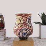 Multicolor Table Lamp | Artistic Mosaic Glass with Sturdy Wood Base | Decorative Ambient Light for Home D�cor | Perfect Blend of Modern & Traditional Style – Model DNM55