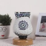 Multicolor Table Lamp | Artistic Mosaic Glass with Sturdy Wood Base | Decorative Ambient Light for Home D�cor | Perfect Blend of Modern & Traditional Style – Model DNM67
