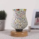 Multicolor Table Lamp | Artistic Mosaic Glass with Sturdy Wood Base | Decorative Ambient Light for Home D�cor | Perfect Blend of Modern & Traditional Style – Model DNM70