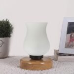 Multicolor Table Lamp | Artistic Mosaic Glass with Sturdy Wood Base | Decorative Ambient Light for Home D�cor | Perfect Blend of Modern & Traditional Style – Model DNM84