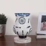 Multicolor Table Lamp | Artistic Mosaic Glass with Sturdy Wood Base | Decorative Ambient Light for Home D�cor | Perfect Blend of Modern & Traditional Style – Model DNM85