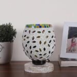 Multicolor Table Lamp | Artistic Mosaic Glass with Sturdy Wood Base | Decorative Ambient Light for Home D�cor | Perfect Blend of Modern & Traditional Style – Model DNM88