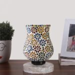 Multicolor Table Lamp | Artistic Mosaic Glass with Sturdy Wood Base | Decorative Ambient Light for Home D�cor | Perfect Blend of Modern & Traditional Style – Model DNM94